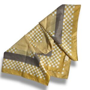 Vtg Glentex Silky 100% Polyester Scarf Hand Rolled Gold Brown Tan Made In Japan